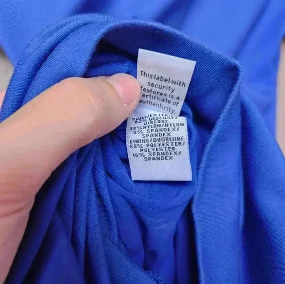 DIANE VON FURSTENBERG DVF Bevina Dress Blue Pencil Sheath Ruched $348 Size 8 - Picture 13 of 13